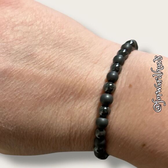Bundle Sale 3 for $15 | Black Bead & Lava Stone Stretch Bracelet - Picture 1 of 7